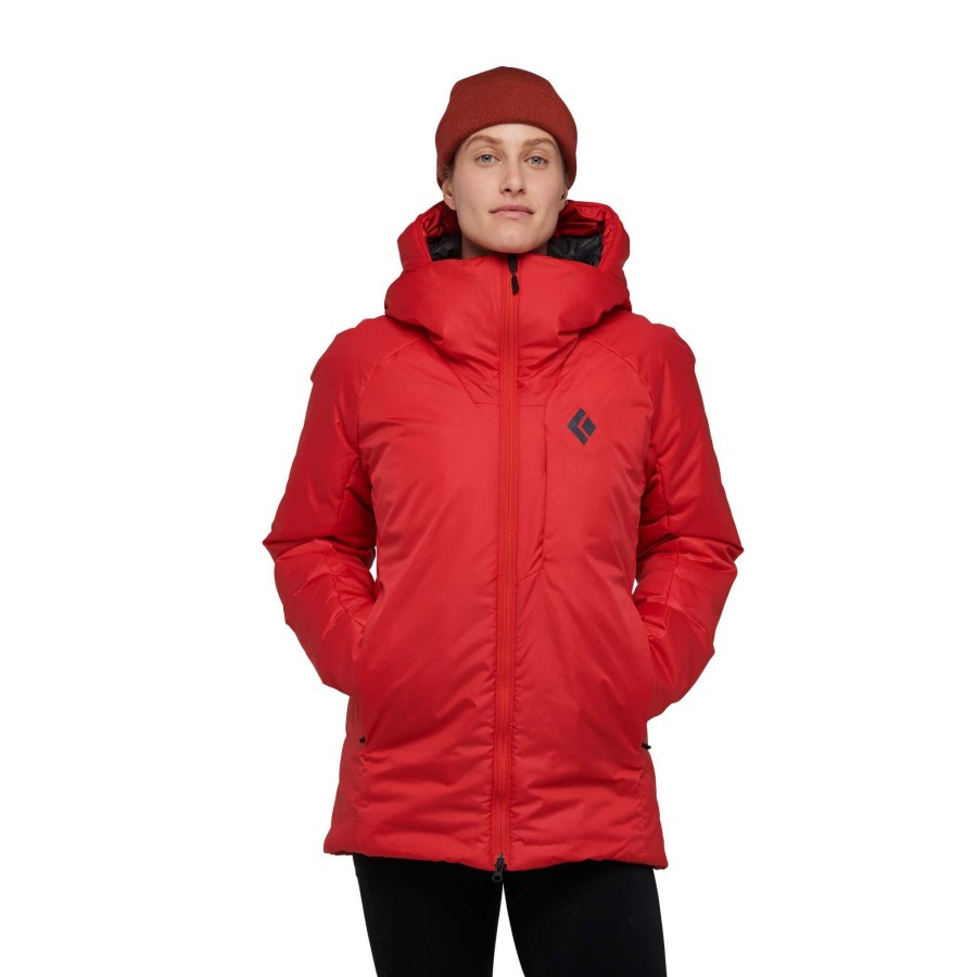 Hot Black Diamond Parka D'Assurage Femme Rouge Corail