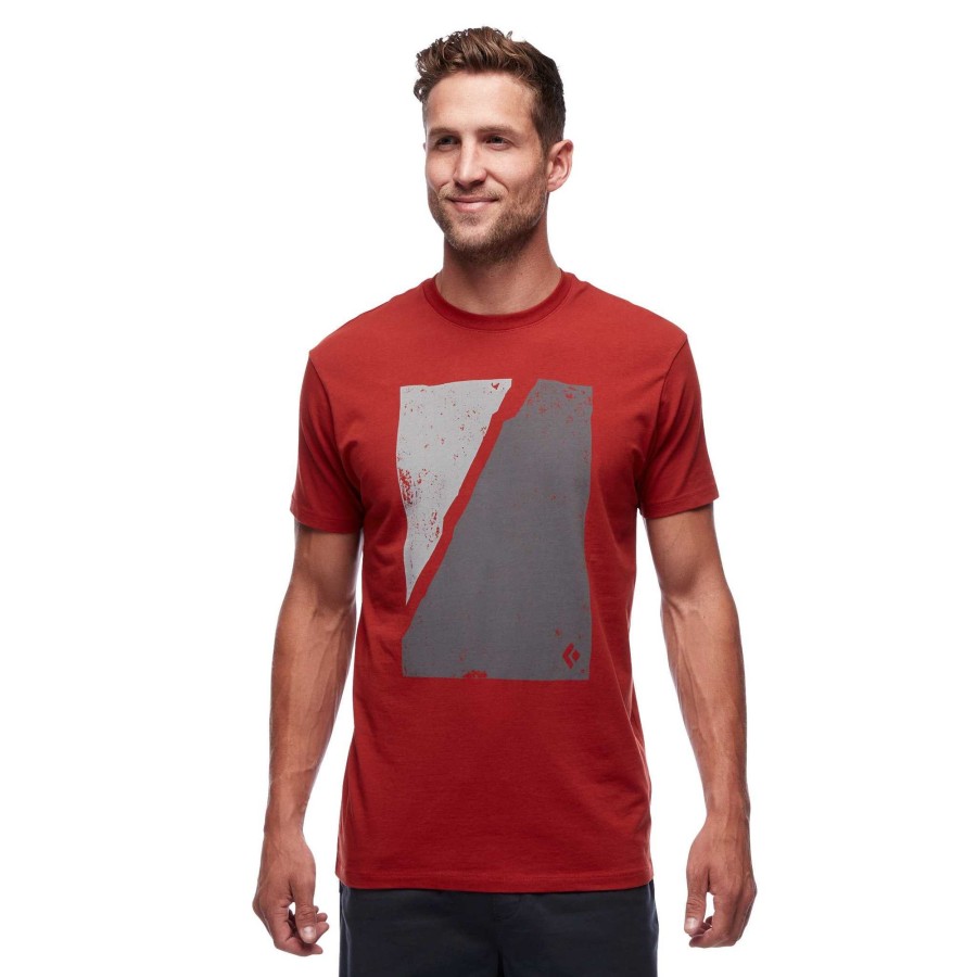 New Black Diamond T-Shirt De Montagne Imprim Bloc Pour Hommes Roche Rouge